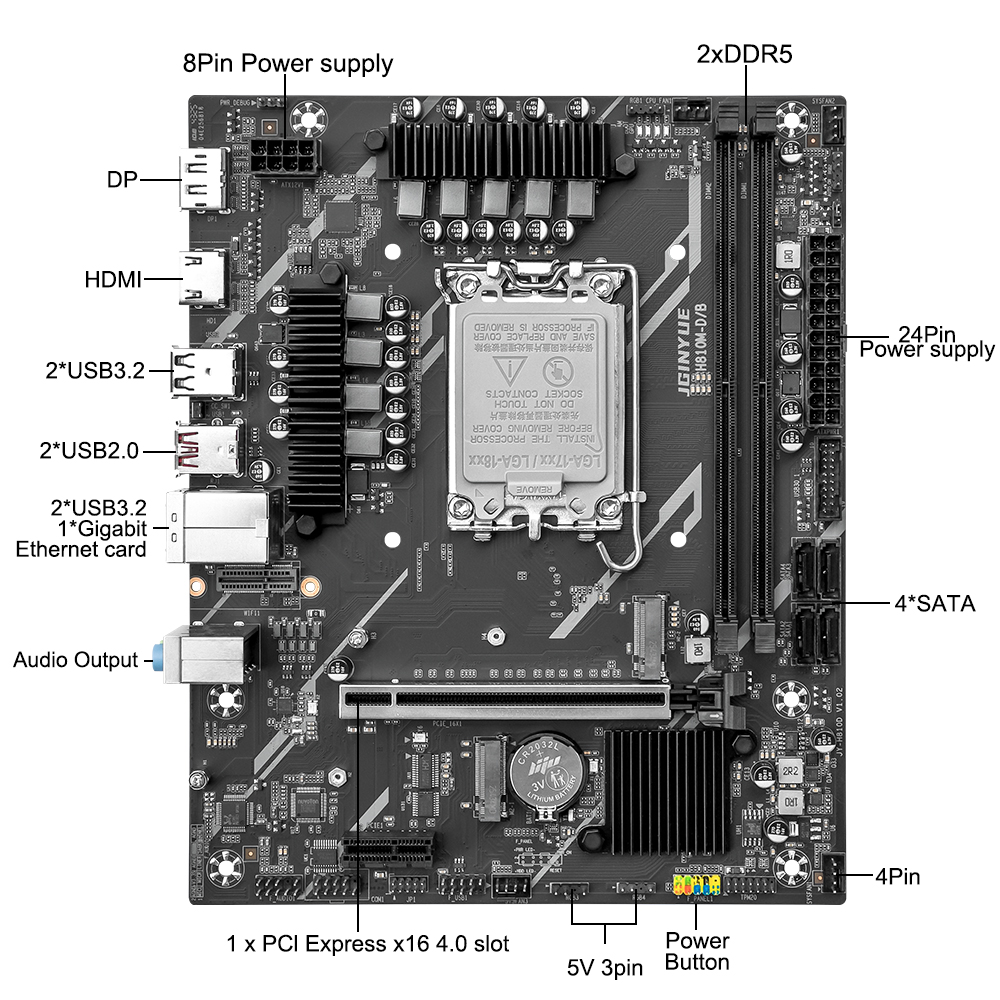 JGINYUE H810 carte mère Intel  - Ddr5 64Gb avis et prix